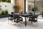 Zestaw 6szt.OXFORD antr.+ STÓŁ 150x90 CZARNY DESKA