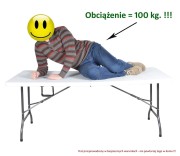Stół cateringowy 180 cm. OŁER - test obciążenia