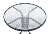 Szklany blat z otworem na parasol
