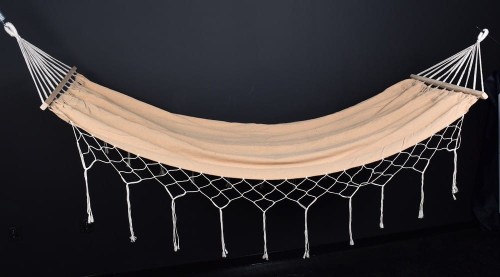 Hamak z łącznikiem i frędzlami 200x100cm - beżowy